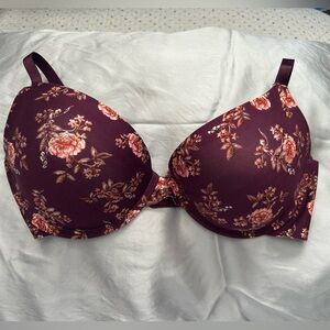 Valentina Dark Red and Pink Floral Bra
